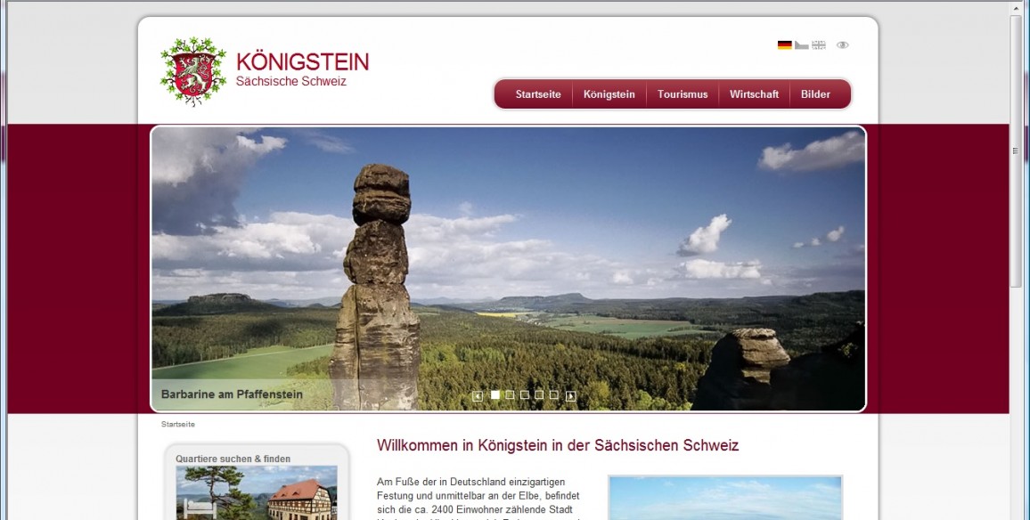 Königstein Sächsische Schweiz, Website mit Content Management System erstellt