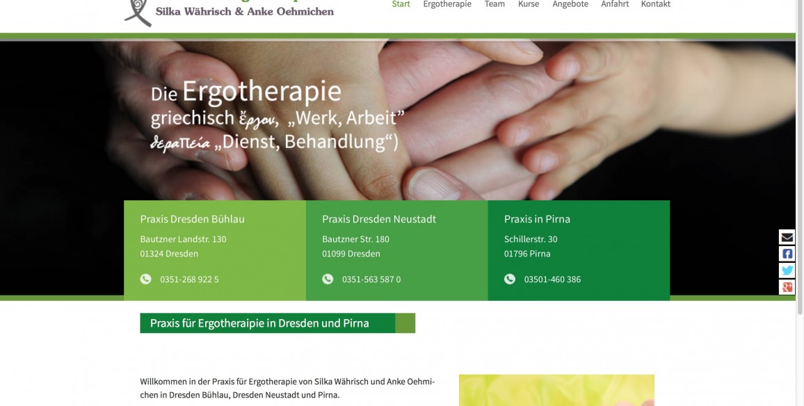 Praxis für Ergotherapie Dresden Pirna, WordPress Website Relaunch