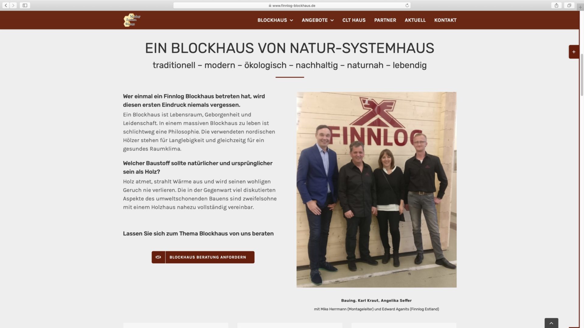 Webdesign Finnlog Holzhaus